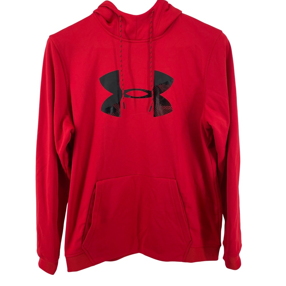 Under Armour Hoodie Mens XL ColdGear Red‎ Black LogoSweatshirt